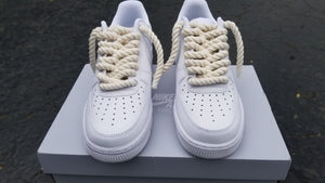 Nike Air Force 1 White Rope Laces Beige