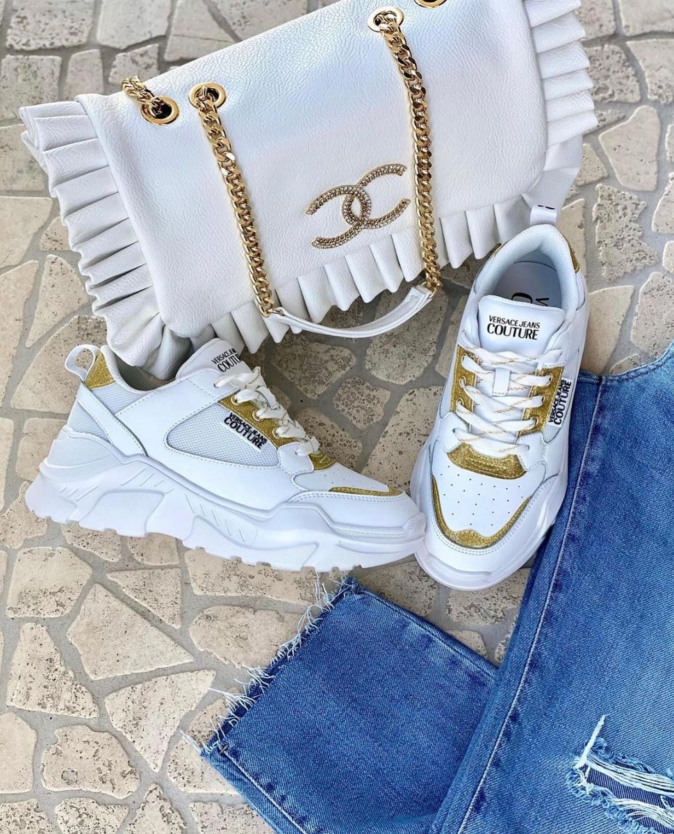 Versace Speedtrack Bianco Oro Glitter