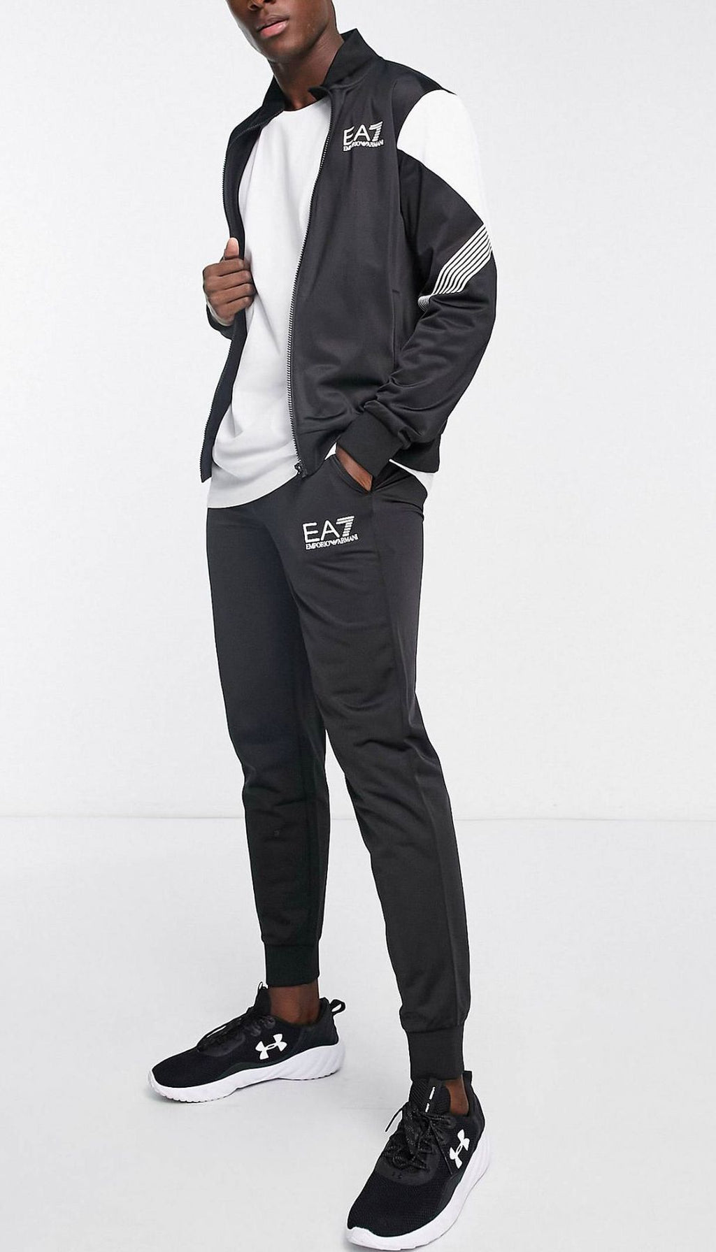EA7 Tuta Completa Lucida Bianco Nero
