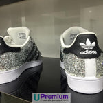 Adidas Superstar Glitter Argento Bande Nere Brillantini