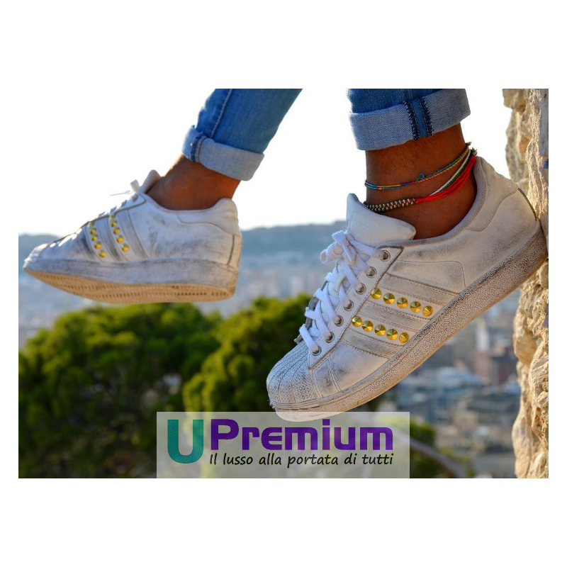 Adidas Superstar Borchiate Bianche Oro Vintage Prodotto Customizzato