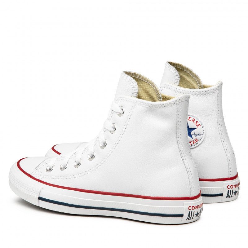 Converse Chuck Taylor Pelle Bianco Rigo Rosso 132169C