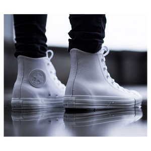 Converse All Star Chuck Taylor Classiche Pelle Bianche Alte