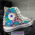 Converse All Star Teschio Messicano Tessuto Borchiate Bianche