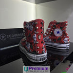 Converse All Star Teschio Messicano Tessuto Borchiate Rosso