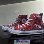 Converse All Star Teschio Messicano Tessuto Borchiate Rosso