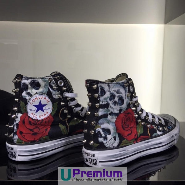 Converse All Star Teschio Rosa Rossa Borchiate UPremium