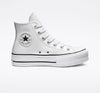 Converse Chuck Taylor Lift Hi Platform Pelle Bianco Rigo Nero 561676C