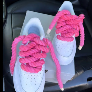 Nike Air Force 1 White Rope Laces Fuxia