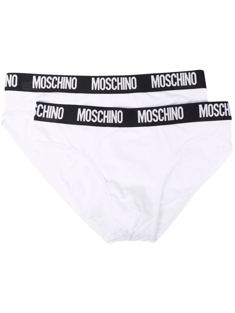 Moschino 2x Slip Bianco Elastico Nero