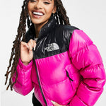 The North Face Nuptse Piumino Corto Nero Fuxia