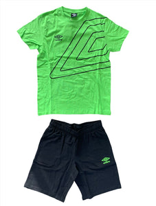 Umbro Completino T-Shirt + Short Verde Logo Nero Big