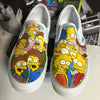 Vans Slip On Custom Shoes The Simpson Homer Bart Flanders Beige Cartoon Simpsons