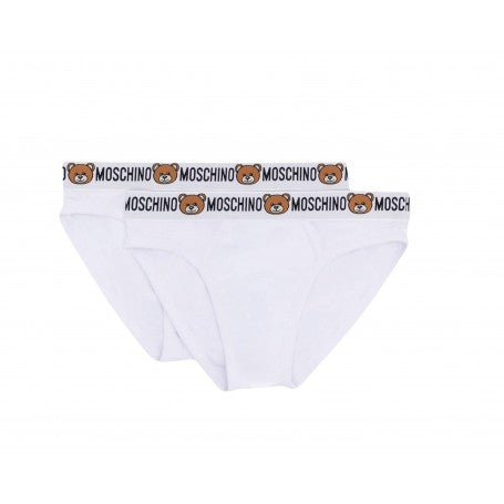 Moschino 2x Slip Orsetto Teddy Bear Uomo Bianca