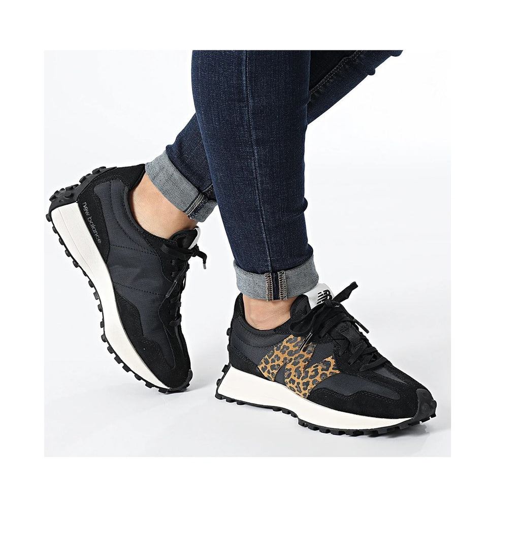 New Balance 327 Nero Logo Leopard