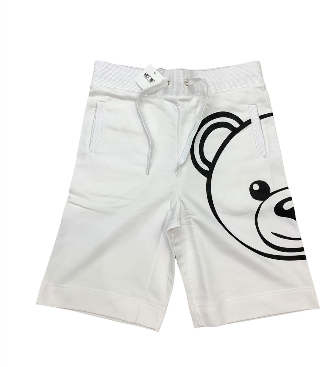 Moschino Shorts Teddy Bear Logo Grande Bianco